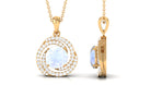 Minimal Moonstone and Diamond Swirl Halo Pendant Necklace Moonstone - ( AAA ) - Quality - Rosec Jewels