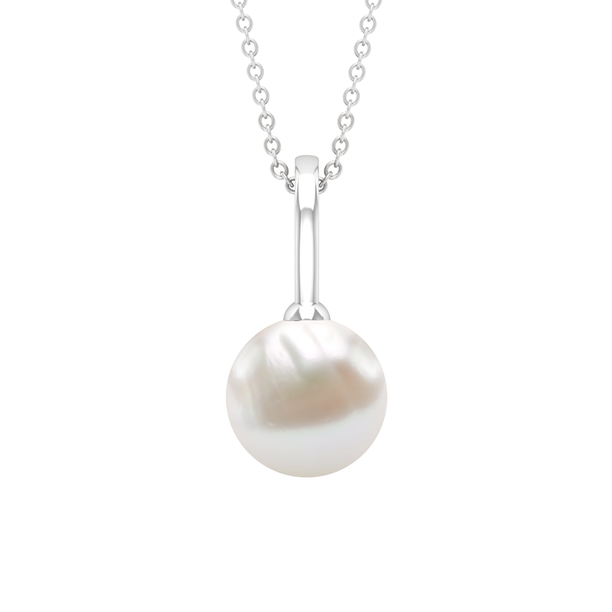 Bead Set Round Freshwater Pearl Solitaire Pendant Freshwater Pearl - ( AAA ) - Quality - Rosec Jewels