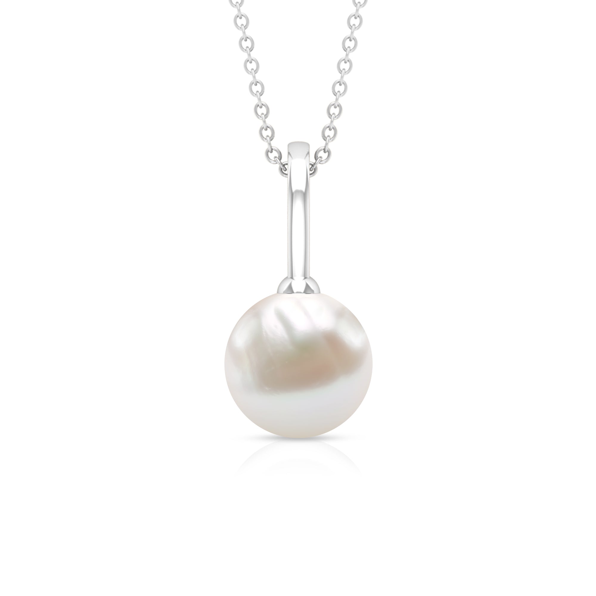 Bead Set Round Freshwater Pearl Solitaire Pendant Freshwater Pearl - ( AAA ) - Quality - Rosec Jewels