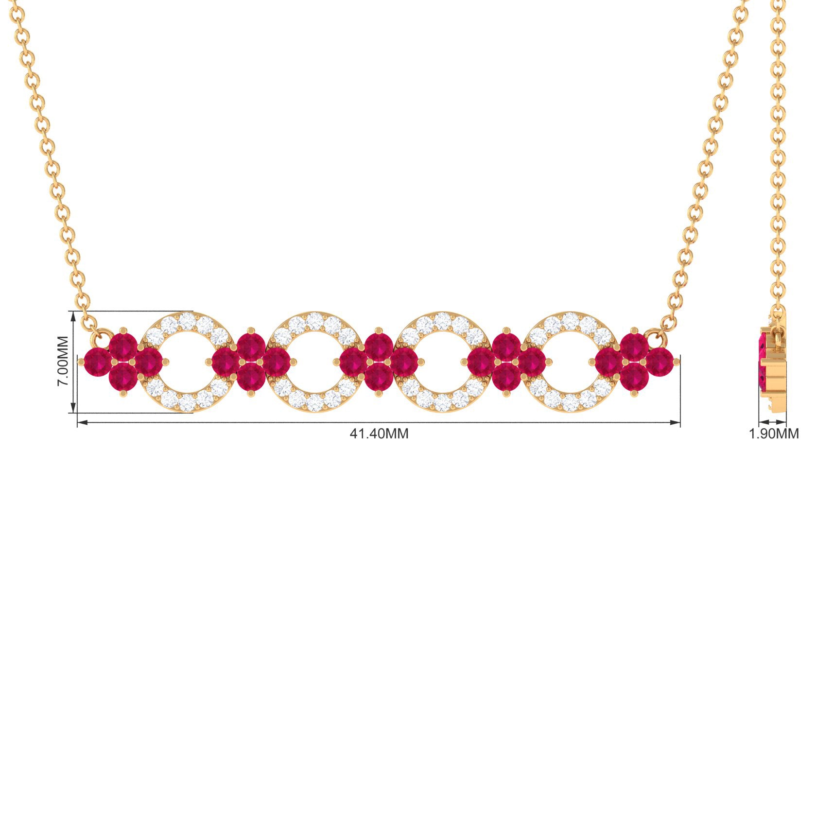 1.75 CT Ruby and Diamond Bridal Bar Necklace Ruby - ( AAA ) - Quality - Rosec Jewels