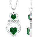 3.75 CT Designer Created Emerald and Diamond Heart Infinity Pendant Lab Created Emerald - ( AAAA ) - Quality - Rosec Jewels