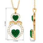 3.75 CT Designer Created Emerald and Diamond Heart Infinity Pendant Lab Created Emerald - ( AAAA ) - Quality - Rosec Jewels