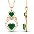 3.75 CT Designer Created Emerald and Diamond Heart Infinity Pendant Lab Created Emerald - ( AAAA ) - Quality - Rosec Jewels