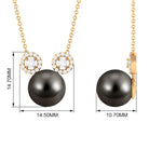 Tahitian Pearl and Diamond Mickey Necklace Tahitian pearl - ( AAA ) - Quality - Rosec Jewels