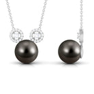 Tahitian Pearl and Diamond Mickey Necklace Tahitian pearl - ( AAA ) - Quality - Rosec Jewels