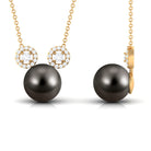 Tahitian Pearl and Diamond Mickey Necklace Tahitian pearl - ( AAA ) - Quality - Rosec Jewels