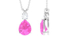 Pear Cut Created Pink Sapphire Drop Pendant Necklace Lab Created Pink Sapphire - ( AAAA ) - Quality - Rosec Jewels