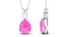 Pear Cut Created Pink Sapphire Drop Pendant Necklace Lab Created Pink Sapphire - ( AAAA ) - Quality - Rosec Jewels