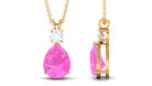 Pear Cut Created Pink Sapphire Drop Pendant Necklace Lab Created Pink Sapphire - ( AAAA ) - Quality - Rosec Jewels