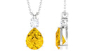 Created Yellow Sapphire Minimal Drop Pendant Necklace with Moissanite Lab Created Yellow Sapphire - ( AAAA ) - Quality - Rosec Jewels