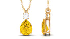 Created Yellow Sapphire Minimal Drop Pendant Necklace with Moissanite Lab Created Yellow Sapphire - ( AAAA ) - Quality - Rosec Jewels