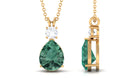 Pear Cut Created Green Sapphire Drop Pendant Necklace Lab Created Green Sapphire - ( AAAA ) - Quality - Rosec Jewels