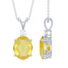 Oval Created Yellow Sapphire and Moissanite Solitaire Pendant Lab Created Yellow Sapphire - ( AAAA ) - Quality - Rosec Jewels