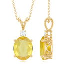 Oval Created Yellow Sapphire and Moissanite Solitaire Pendant Lab Created Yellow Sapphire - ( AAAA ) - Quality - Rosec Jewels