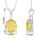 Oval Created Yellow Sapphire and Moissanite Solitaire Pendant Lab Created Yellow Sapphire - ( AAAA ) - Quality - Rosec Jewels