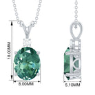 Solitaire Created Green Sapphire Pendant with Diamond Lab Created Green Sapphire - ( AAAA ) - Quality - Rosec Jewels