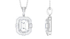 Vintage Style Emerald Cut Zircon Pendant Necklace Zircon - ( AAAA ) - Quality - Rosec Jewels