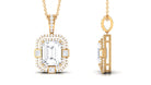 Vintage Style Emerald Cut Zircon Pendant Necklace Zircon - ( AAAA ) - Quality - Rosec Jewels