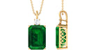 Octagon Cut Created Emerald Solitaire Pendant with Moissanite Lab Created Emerald - ( AAAA ) - Quality - Rosec Jewels