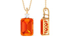 Solitaire Created Orange Sapphire and Moissanite Pendant Lab Created Orange Sapphire - ( AAAA ) - Quality - Rosec Jewels