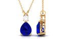 Pear Cut Created Blue Sapphire Drop Pendant with Moissanite Lab Created Blue Sapphire - ( AAAA ) - Quality - Rosec Jewels