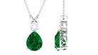 Created Emerald Teardrop Pendant with Moissanite Lab Created Emerald - ( AAAA ) - Quality - Rosec Jewels