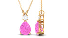 Teardrop Pendant with Created Pink Sapphire and Moissanite Lab Created Pink Sapphire - ( AAAA ) - Quality - Rosec Jewels