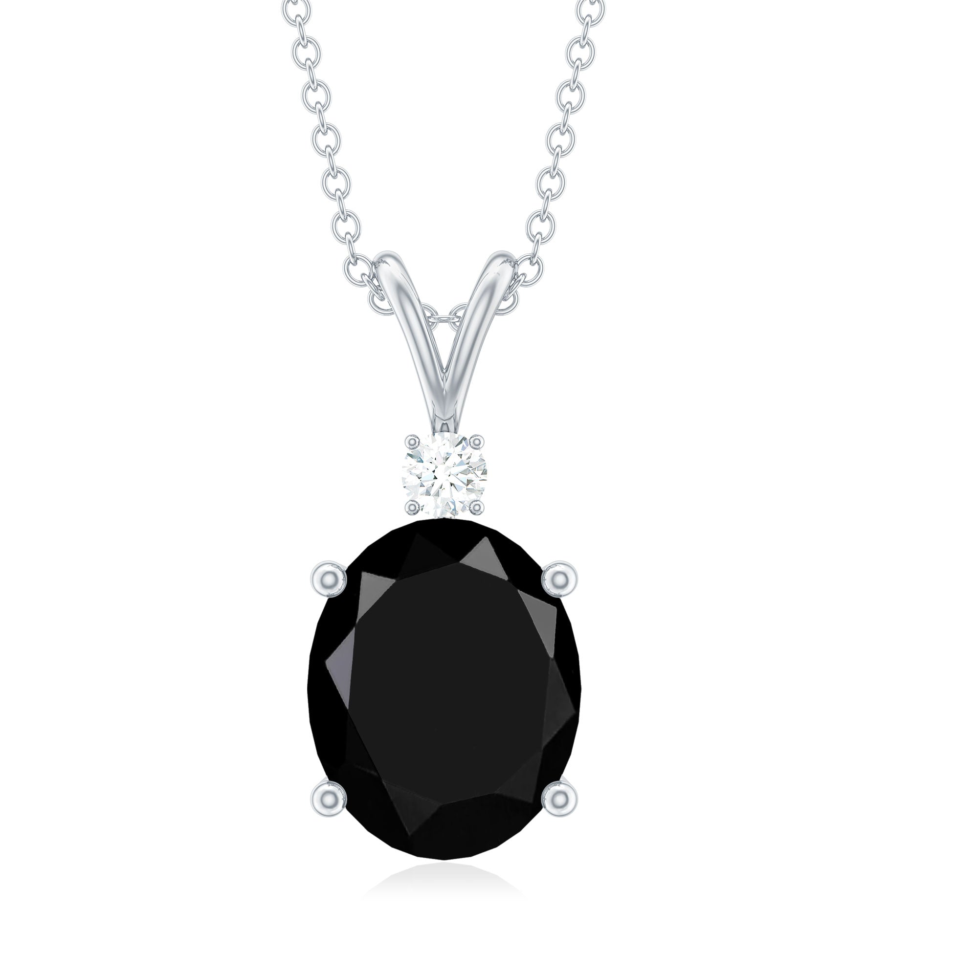 Minimal Lab Grown Black Diamond Solitaire Pendant Necklace with Moissanite Lab Created Black Diamond - ( AAAA ) - Quality - Rosec Jewels