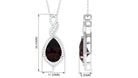 Real Garnet and Diamond Teardrop Dangle Pendant Garnet - ( AAA ) - Quality - Rosec Jewels