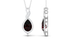 Real Garnet and Diamond Teardrop Dangle Pendant Garnet - ( AAA ) - Quality - Rosec Jewels