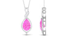 Pear Cut Created Pink Sapphire and Diamond Teardrop Pendant Lab Created Pink Sapphire - ( AAAA ) - Quality - Rosec Jewels