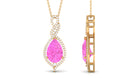 Pear Cut Created Pink Sapphire and Diamond Teardrop Pendant Lab Created Pink Sapphire - ( AAAA ) - Quality - Rosec Jewels