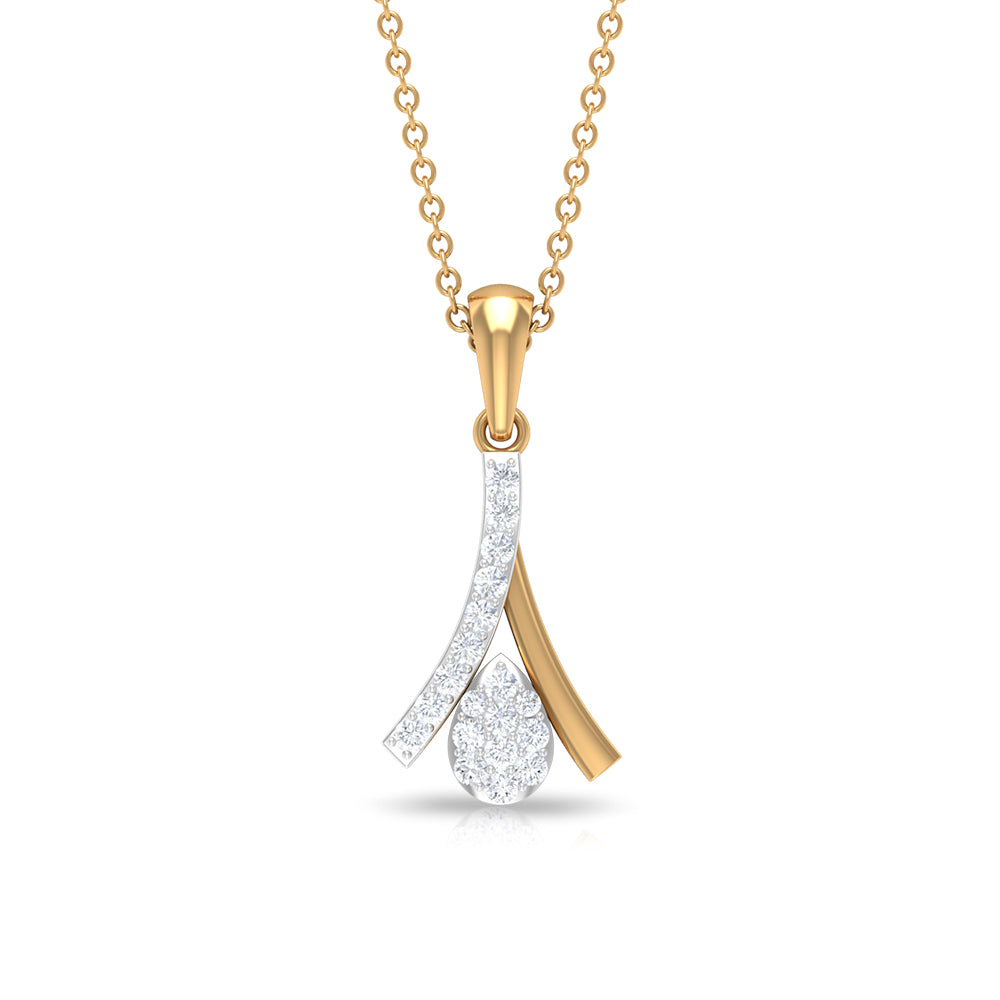 Modern Round Cut Diamond Pendant Necklace Diamond - ( HI-SI ) - Color and Clarity - Rosec Jewels