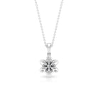 Round Cut Diamond Flower Pendant Necklace Diamond - ( HI-SI ) - Color and Clarity - Rosec Jewels