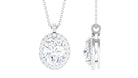 4.5 CT Oval Shape Zircon Halo Pendant Necklace in Prong Setting Zircon - ( AAAA ) - Quality - Rosec Jewels