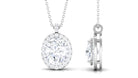 4.5 CT Oval Shape Zircon Halo Pendant Necklace in Prong Setting Zircon - ( AAAA ) - Quality - Rosec Jewels