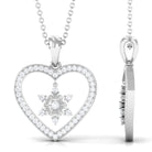 Moissanite Snowflake Heart Pendant Necklace Moissanite - ( D-VS1 ) - Color and Clarity - Rosec Jewels