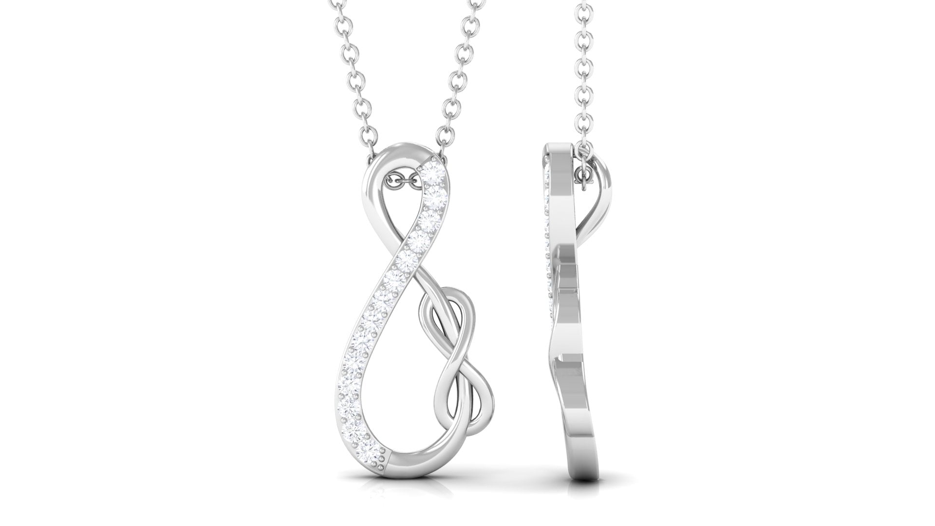 Interlock Infinity Pendant Necklace with Moissanite in Gold Moissanite - ( D-VS1 ) - Color and Clarity - Rosec Jewels