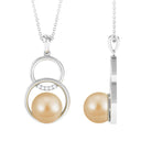 South Sea Pearl and Diamond Open Circle Drop Pendant South Sea Pearl - ( AAA ) - Quality - Rosec Jewels