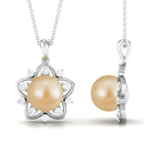 South Sea Pearl and Diamond Star Pendant Necklace South Sea Pearl - ( AAA ) - Quality - Rosec Jewels