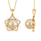 South Sea Pearl and Diamond Star Pendant Necklace South Sea Pearl - ( AAA ) - Quality - Rosec Jewels