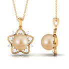 South Sea Pearl and Diamond Star Pendant Necklace South Sea Pearl - ( AAA ) - Quality - Rosec Jewels