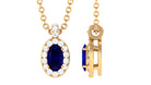 Blue Sapphire Pendant Necklace with Diamond Blue Sapphire - ( AAA ) - Quality - Rosec Jewels