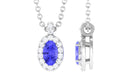 Oval Shape Tanzanite Diamond Halo Pendant Necklace Tanzanite - ( AAA ) - Quality - Rosec Jewels