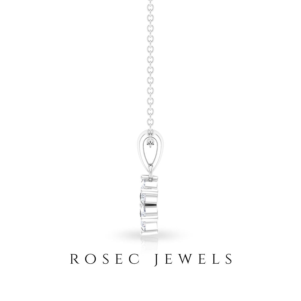 Beautiful Diamond Floral Pendant Necklace for women Diamond - ( HI-SI ) - Color and Clarity - Rosec Jewels