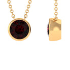 7 MM Simple Gold Solitaire Pendant Necklace with Garnet Garnet - ( AAA ) - Quality - Rosec Jewels