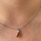 Citrine Teardrop Pendant Necklace with Moissanite Citrine - ( AAA ) - Quality - Rosec Jewels