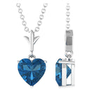 1 CT Heart Shape London Blue Topaz Solitaire Necklace in Gold London Blue Topaz - ( AAA ) - Quality - Rosec Jewels