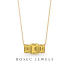 Octagon Cut Citrine Three Stone Necklace Citrine - ( AAA ) - Quality - Rosec Jewels