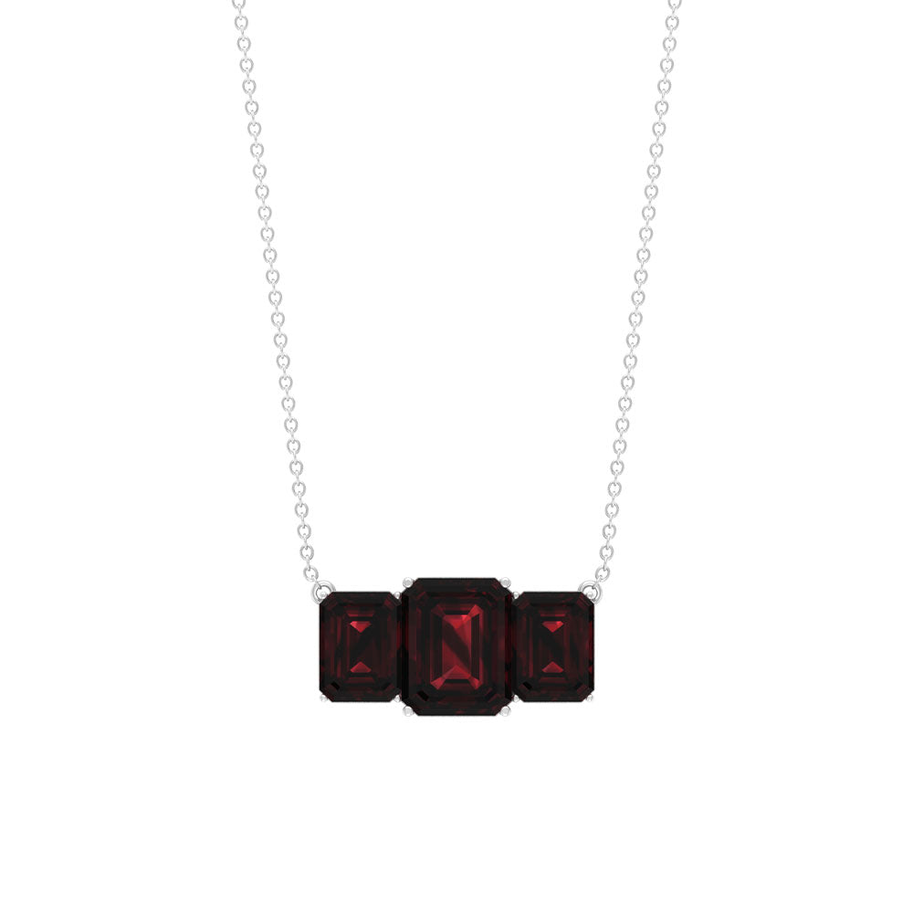 Emerald Cut Garnet Necklace Garnet - ( AAA ) - Quality - Rosec Jewels